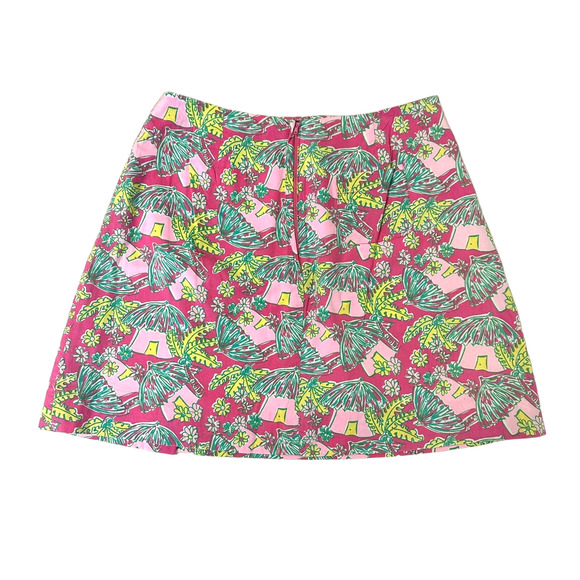 Lilly Pulitzer Pink Tropical Print Braided Detail Skirt - Picture 4 of 6